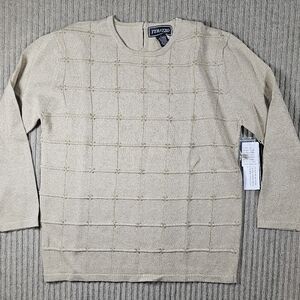 Vintage Terazzo Women's Gold Metallic Beaded Sweater Large NwT